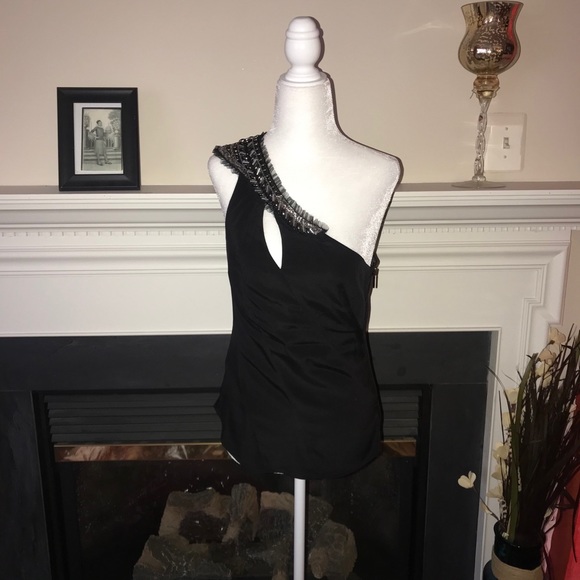 BeBe | Black One Shoulder Embellished Top - Picture 8 of 9